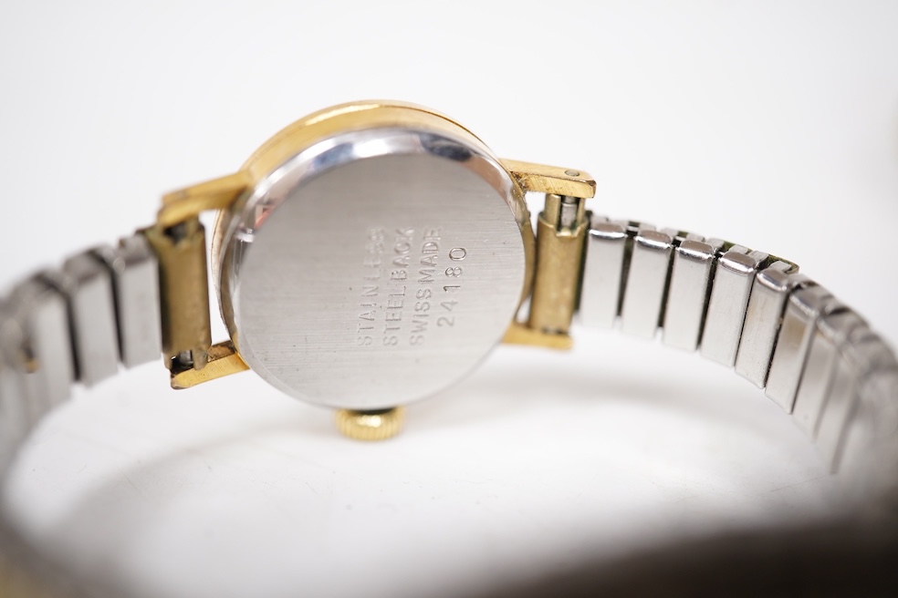 A collection of seven gentleman's assorted mainly steel wrist watches including two Tissot, a Timex, Ingersoll, Montine, Kingston and Sekonda, together with six assorted lady's mainly steel wrist watches including Seiko,